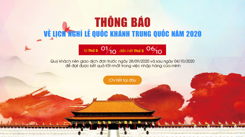 Thông báo lịch giao dịch hàng hóa  dịp quốc khánh Trung Quốc 2020